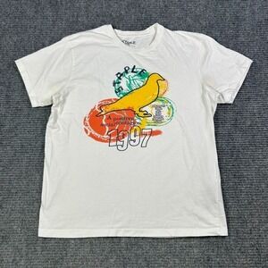 Staple Mens Medium White Graphic T-Shirt‎ 1997 Pigeon Print Casual Crewneck